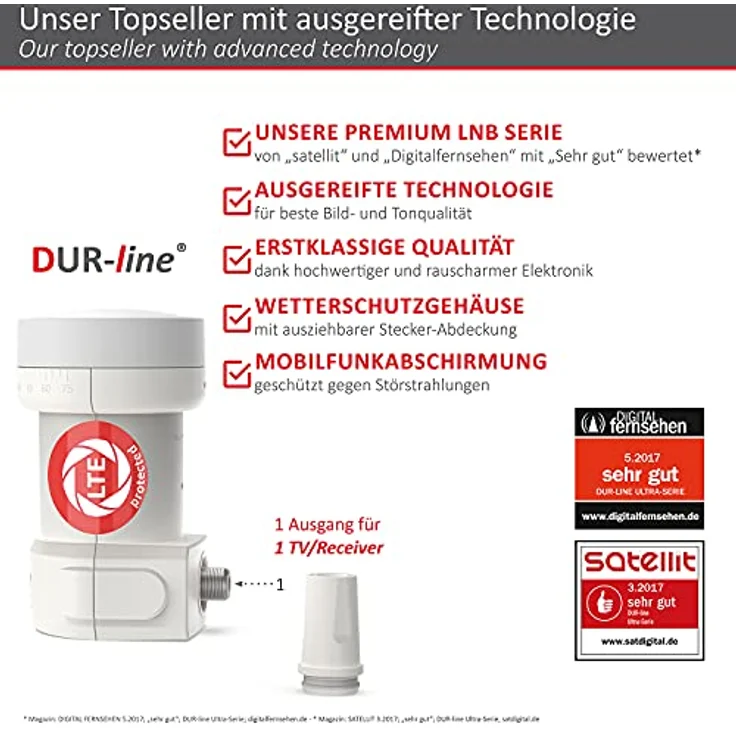 DUR-line +Ultra Single LNB für 1 Teilnehmer white/weiß – Bild 2