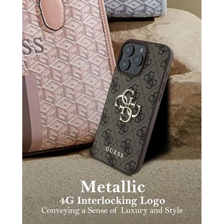 CG MOBILE Guess Hülle Kompatible mit iPhone 16 Pro Max Back-Cover hul - 4G PU Big Logo - Braun (iPhone 16 Pro) - Hartschalenkoffer aus TPU/PC/Kunstleder – Bild 4