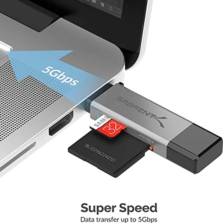 SABRENT SD, Micro SD Kartenleser, USB typ C 3.2 gen 1 Kartenleser, 5Gbps High Speed Externe Kartenlesegeräte OTG Adapter unterstützt MMC/TF/SDXC/SDHC/Micro SDHC/Micro SDXC, für PC, usw (CR-BCA2) – Bild 3