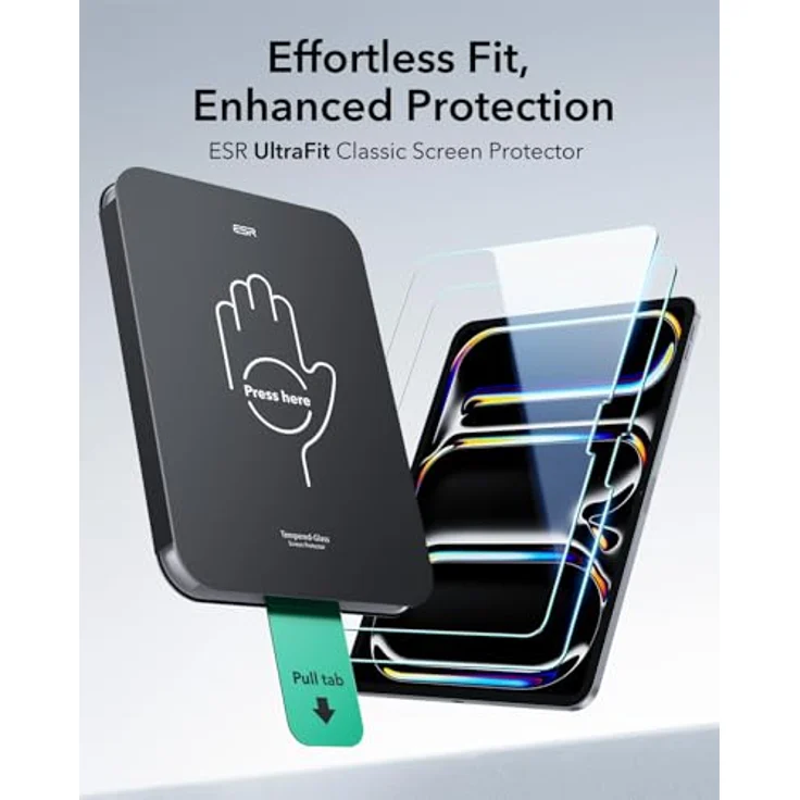 ESR 2 Stück Schutzfolie für iPad Pro 13 Zoll M5/M4 (2025/2024), 9H Härte, kratzfest, HD-Klarheit, blasenfrei, unterstützt Pencil (USB-C)/Pro – Bild 3