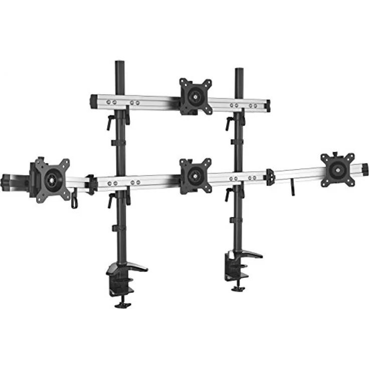 HFTEK 4-Fach-Monitorarm - Tischhalterung für 4 Bildschirme von 15 – 27 Zoll mit VESA 75/100 (MP234C-N), Aluminium, ergonomisch & stabil