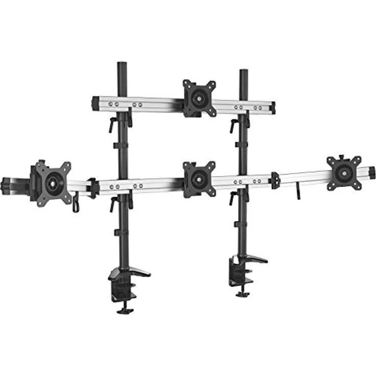 HFTEK 4-Fach-Monitorarm - Tischhalterung für 4 Bildschirme von 15 – 27 Zoll mit VESA 75/100 (MP234C-N), Aluminium, ergonomisch & stabil – Bild 1
