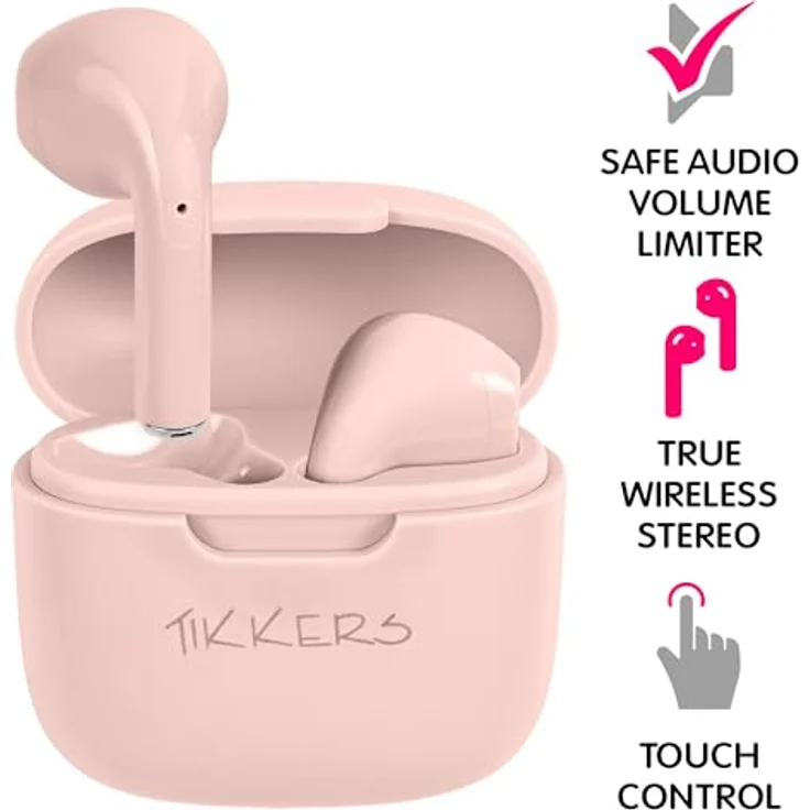 Tikkers Smart Series 13 TKS13-0031-SET, Smartwatch- und Ohrhörer-Set mit Silikonband, rosa, Schrittzähler, Herzfrequenzmesser, Bluetooth 5.2, personalisierbares Zifferblatt – Bild 4