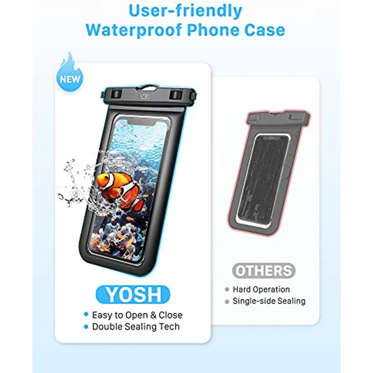 YOSH wasserdichte Handyhülle 6,8 Zoll, Unterwasser Handyhülle für Schwimmen, IPX8 Wasserfeste Handyhülle Kompatibel mit iPhone 14 13 12 11 (Schwarz) – Bild 3