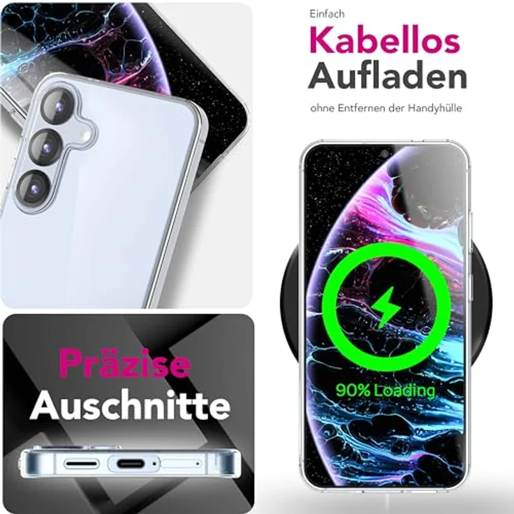 NALIA Transparente Silikonhülle für Samsung Galaxy S25 FE - Kristallklar, Anti-Gelb, rutschfest, stoßfest - Marke aus Berlin – Bild 4
