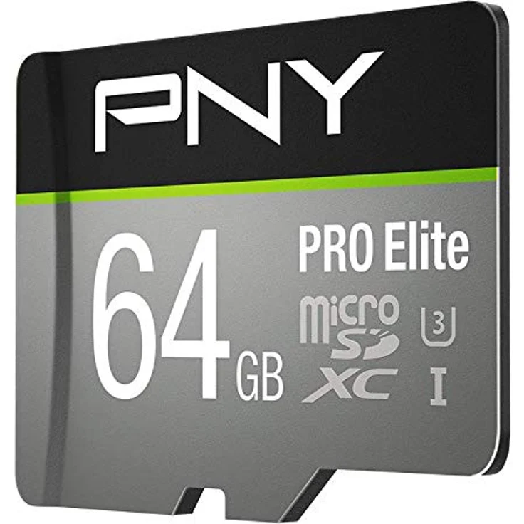 PNY PRO Elite 64GB microSDHC-Speicherkarte + SD-Adapter, 100MB-s Lesegeschwindigkeit, 90MB-s Schreibgeschwindigkeit, Klasse 10 UHS-I, U3, A1 App Performance, V30 für 4K-Video – Bild 2