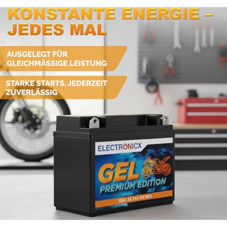 Electronicx GEL-12N7-3A GEL Motorradbatterie 7Ah 12V, wartungsfrei, auslaufsicher und zyklenfest für Motorrad, Roller und Quad – Bild 4
