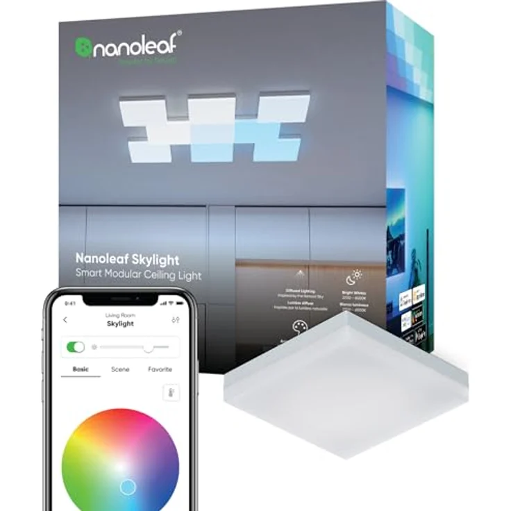 Nanoleaf Skylight Erweiterungs-Kit, 1 zusätzliche LED Deckenleuchte - RGBCW Deckenlampe, 16 Mio. Farben, Musik & Bildschirm Sync, WLAN, Apple Home Alexa Google Home - Weiß – Bild 1