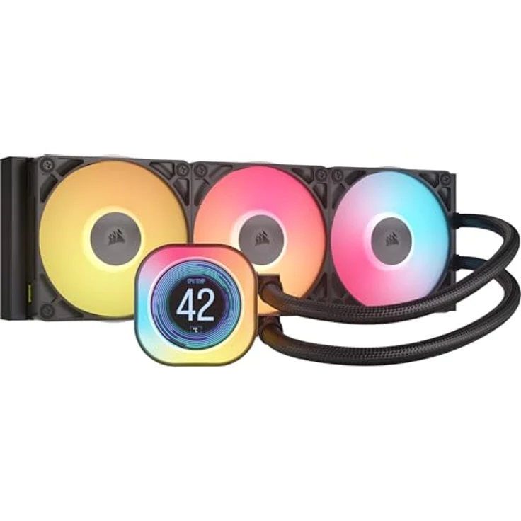 Corsair iCUE LINK Titan 360 RX LCD CPU-Flüssigkeitskühler – 360mm AIO – FlowDrive-Kühl-Engine – RGB-Lüfter – iCUE LINK-System-Hub Inbegriffen – Schwarz – Bild 1