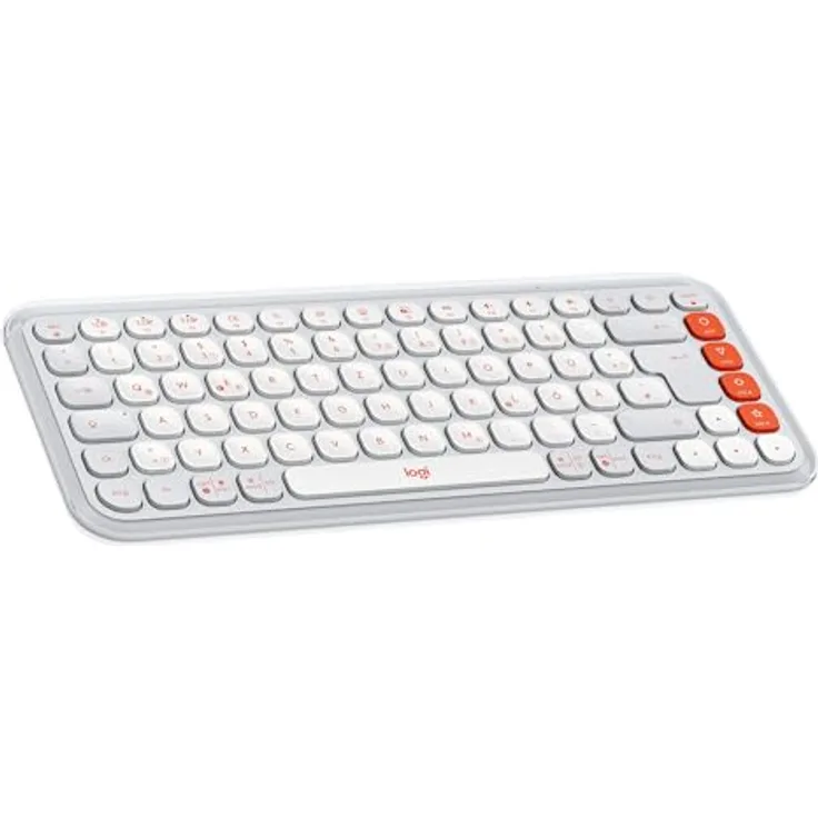Logitech POP ICON KEYS kabellose Bluetooth-Tastatur, programmierbare Tasten, Easy-Switch zwischen bis zu 3 Geräten, Deutsches QWERTZ-Layout – Weiß