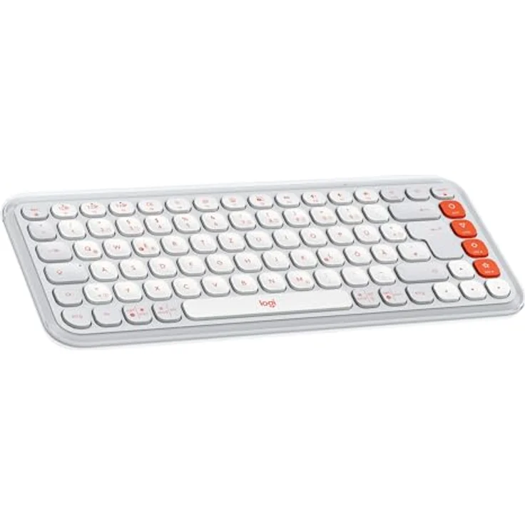 Logitech POP ICON KEYS kabellose Bluetooth-Tastatur, programmierbare Tasten, Easy-Switch zwischen bis zu 3 Geräten, Deutsches QWERTZ-Layout – Weiß – Bild 1