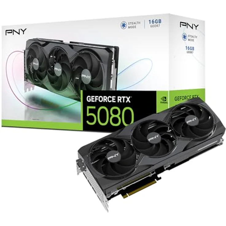 PNY GeForce RTX™ 5080 16GB OC Triple Fan Grafikkarte DLSS 4, mit NVIDIA Blackwell-Architektur und 16 GB GDDR7-Speicher – Bild 1