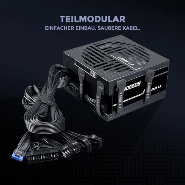 Lian Li RB Series 80 PLUS Bronze Netzteil, teilmodular, ATX 3.1 - 550 Watt, schwarz mit integriertem 135-mm-HDB-Lüfter und PCIe 5.1-Kompatibilität – Bild 4