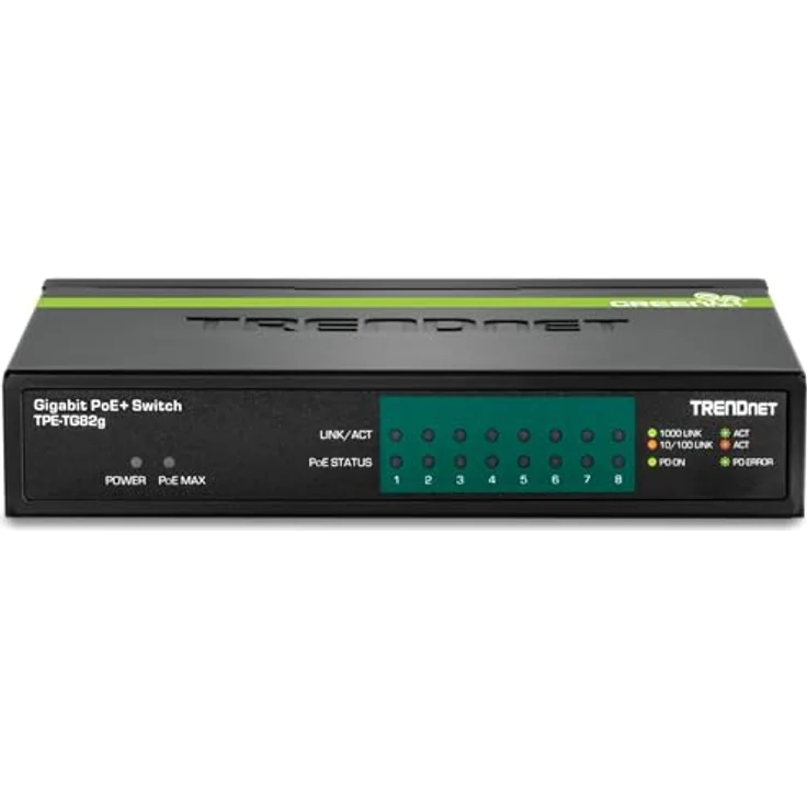 TRENDnet 8-Port GREENnet Gigabit PoE+ Switch, 61W PoE Leistung, 16 Gbit-s Schaltkapazität, Plug N Play, TPE-TG82G – Bild 11