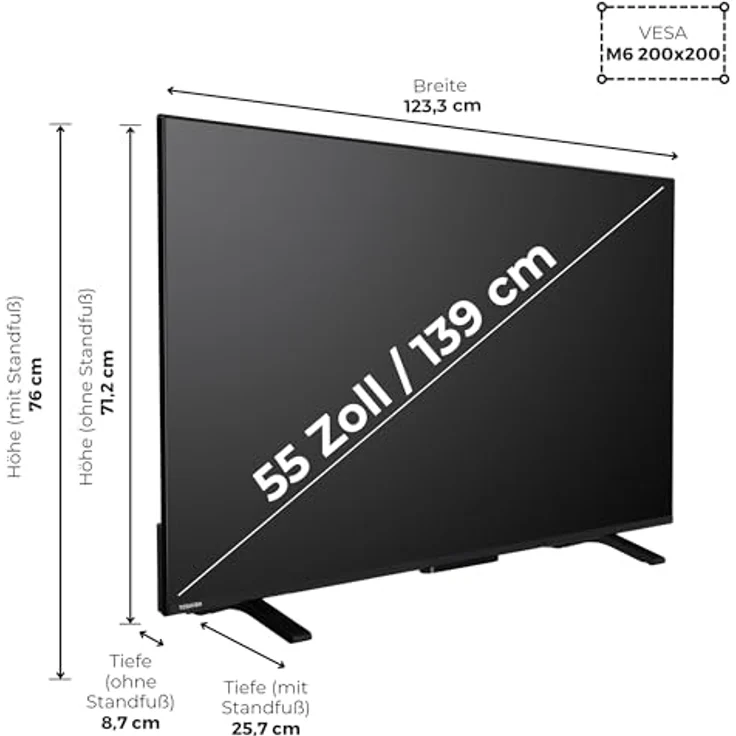 Toshiba 55UV2363DA, 55 Zoll 4K UHD Smart TV mit HDR, Triple-Tuner und Dolby Audio – Bild 3