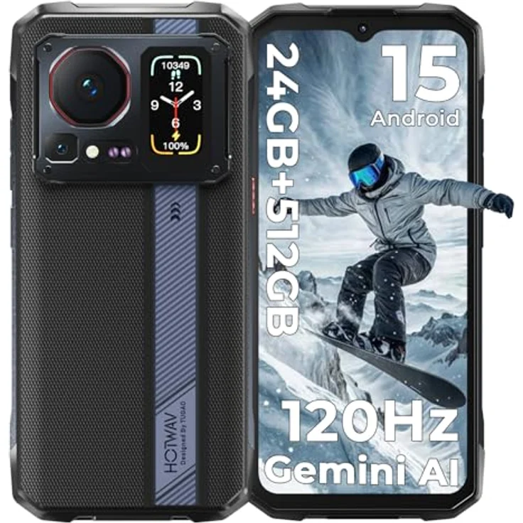 HOTWAV Cyber 16 Pro Outdoor Handy, 6,6" FHD+ 4G Android 15, 8 GB RAM, 512 GB Speicher, 108MP Kamera, IP68/IP69K, Schwarz – Bild 1