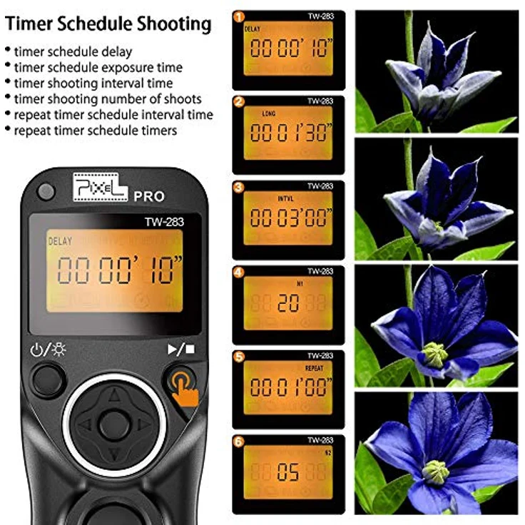 Pixel TW-283 E3 Infrarot-Auslöser Fernauslöser Timer Fernbedienung für Canon Digital SLR Kamera 80D 70D 60D 760D 750D 700D 650D 600D 550D 500D 450D 400D 350D 300D 100D 1300D 1200D 1100D 1000D – Bild 6