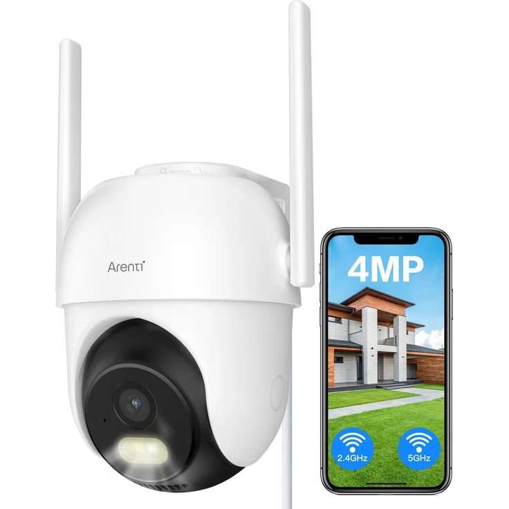 Arenti OP1 Outdoor Wi-Fi Schwenk-Neige-Kamera, 4MP/2.5K mit IR-Nachtsicht, Mikrofon und Lautsprecher, microSD-Unterstützung