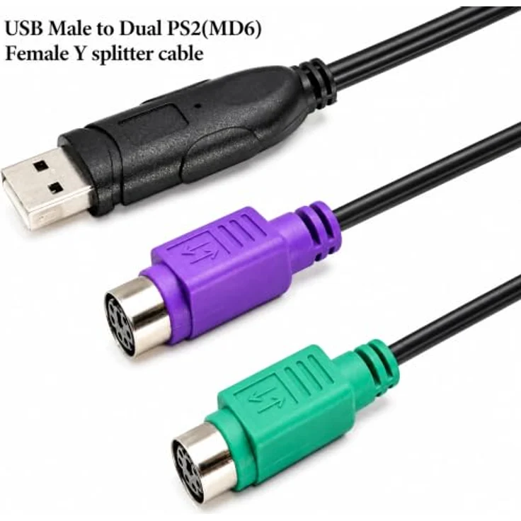 Aukson E28 USB auf 2X PS/2 Adapter Konverter für Tastatur und Maus, Plug & Play, kompatibel mit Windows und Mac OS X, 20 cm Kabel – Bild 4