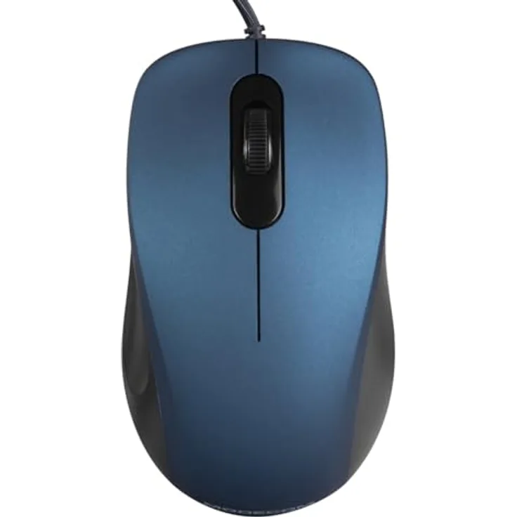 Modecom MC-M10S, Kabelgebundene USB Silent Computermaus in Blau, Ergonomisches Design für Büro & Home Office, 1200 DPI Sensor