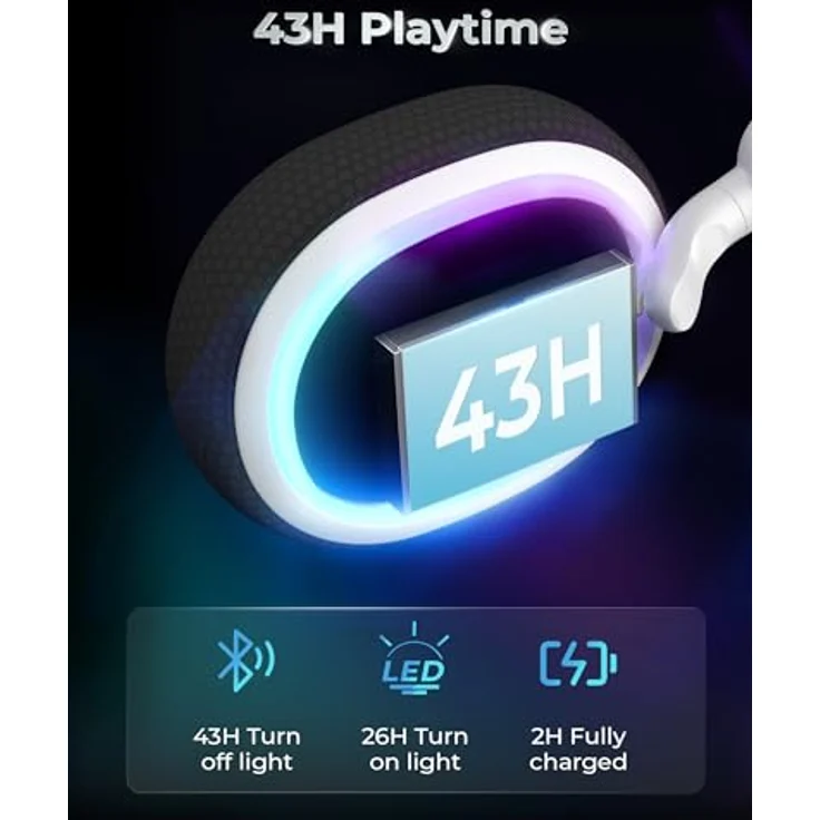 Havit Fuxi-H7, Gaming Headset in Schwarz mit 40mm Lautsprechern, 28 ms Latenz, 18 Stunden Akkulaufzeit und 5 Verbindungsmöglichkeiten (Kabelgebunden, Kabellos) – Bild 7