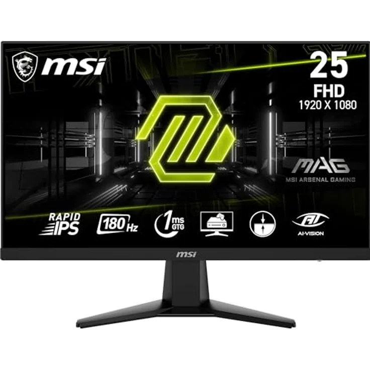 MSI MAG 256F 24,5 Zoll FHD Gaming Monitor - 1920 x 1080 Rapid IPS Panel, 180 Hz / 1ms GtG, 127% sRGB, Frameless Design, HDR Ready - DisplayPort 1.2a, HDMI 2.0b CEC - Schwarz – Bild 1