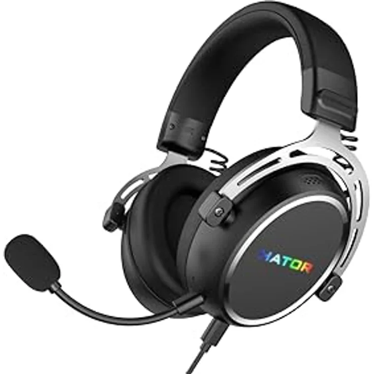 HATOR Hypergang 3 USB, Gaming Kopfhörer mit kabelgebundener und kabelloser Verbindung, 10 - 44000 Hz, integrierte Rauschunterdrückung, ergonomisches Design, Schwarz
