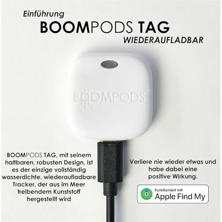 Boompods Boomtag Bluetooth Key Finder 4er Pack - Nachhaltiger Tracker aus Ozeanplastik, wasserdicht, kompatibel mit Apple Wo ist? App, austauschbare Batterie, 6 Farben verfügbar – Bild 2
