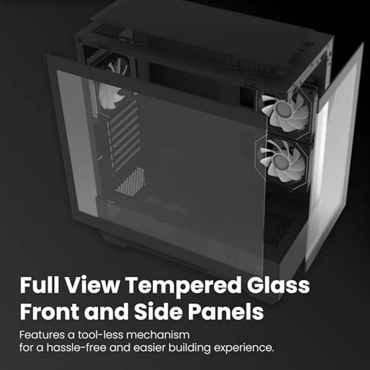 Zalman Chronix Black, ATX/Mini-ITX/mATX PC Gehäuse mit gehärteten Glasplatten und RGB-Lüftern, Schwarz – Bild 5