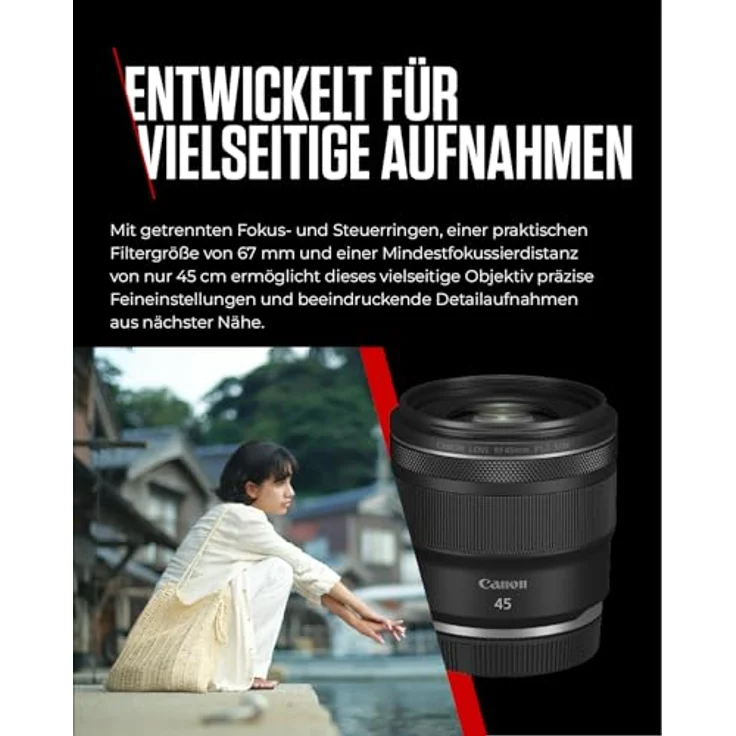 CANON RF 45mm F1.2 STM, Vollformat Objektiv für Canon R-Mount, Lichtstärke F1.2, Schwarz – Bild 3