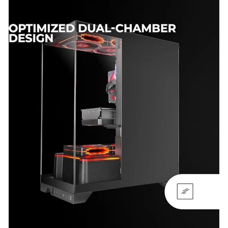 Mars Gaming Mc-Prisma PC-Tower-Gehäuse, Midi Tower, schwarz, mit gehärtetem Glas, RGB-Beleuchtung und Anti-Staubfilter – Bild 5
