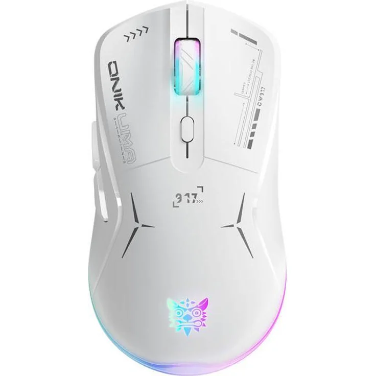 Onikuma CW917, Gaming-Maus (weiss) mit einstellbarer DPI und RGB-Beleuchtung, kabelgebunden