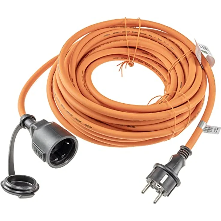 ChiliTec Verlängerungskabel 15m mit Schutzkappe für Aussen Innen - Gummikabel H07RN-F 3G1,5 IP44 Schutzkontakt Stromkabel Elektrokabel für Baustelle Garten Rasenmäher Orange – Bild 1