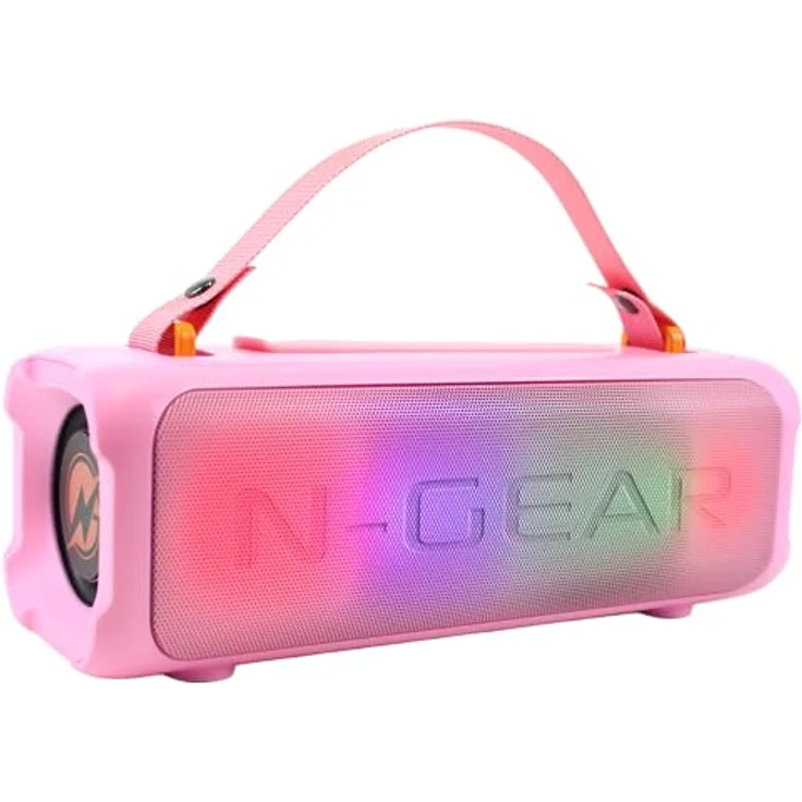 N-Gear Blazooka 703 Rosa Bluetooth Lautsprecher - Tragbar, kabellos, inkl. Mikrofon & Disco Licht, 100W, 5h Spielzeit – Bild 2