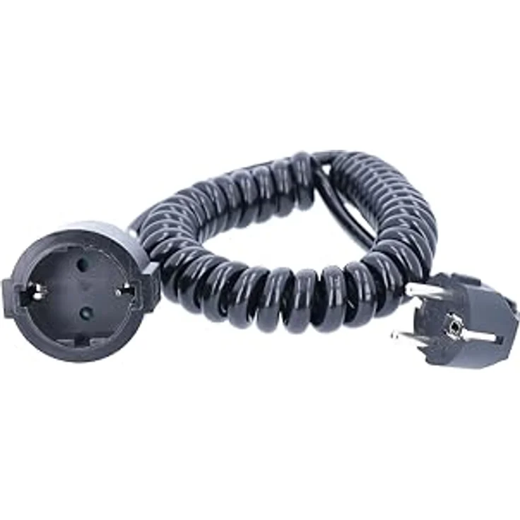 as – Schwabe Schutzkontakt-Spiralleitung – von 1 m auf 2,5 m dehnbares Spiral-Kabel mit Schutzkontaktwickelstecker & Schutzkontaktkupplung ''– 230 V - 16 A Verlängerungskabel – IP20 – schwarz I 70410 – Bild 6