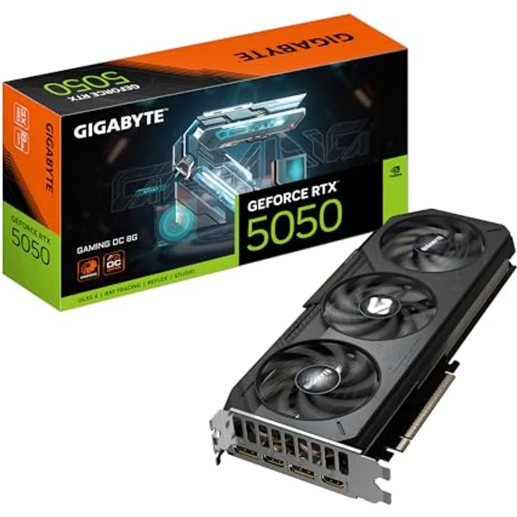 Gigabyte GeForce RTX 5050 Gaming OC 8G Grafikkarte - 8GB GDDR6, 128bit, 2632MHz, PCI-E 5.0, 2 x DP, 2 x HDMI, NVIDIA DLSS 4, WINDFORCE-Kühlsystem, verstärkte Struktur