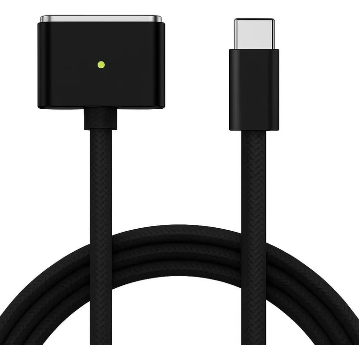Marco Kuhn USB C Ladekabel 140W, kompatibel mit MagSafe 3, Schnellladekabel mit LED Leuchte für MacBook Pro und Air M1 M2 M3 M4, Schwarz