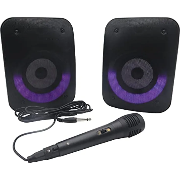 Lexibook iParty Stereo-Bluetooth-Lautsprecher mit mehrfarbigem Lichteffekt, 3 Stunden Akkulaufzeit, Bluetooth 5.0