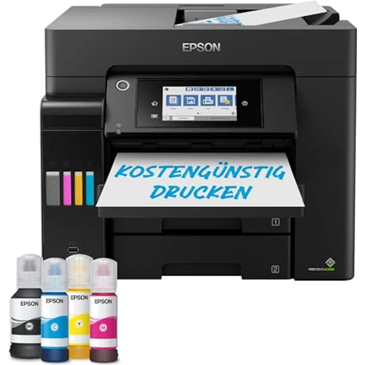 EPSON EcoTank ET-5855 Inkjet Colour Multifunction Printer 32ppm (C11CJ29406), Schwarz, Wireless, Duplex-Druck – Bild 2