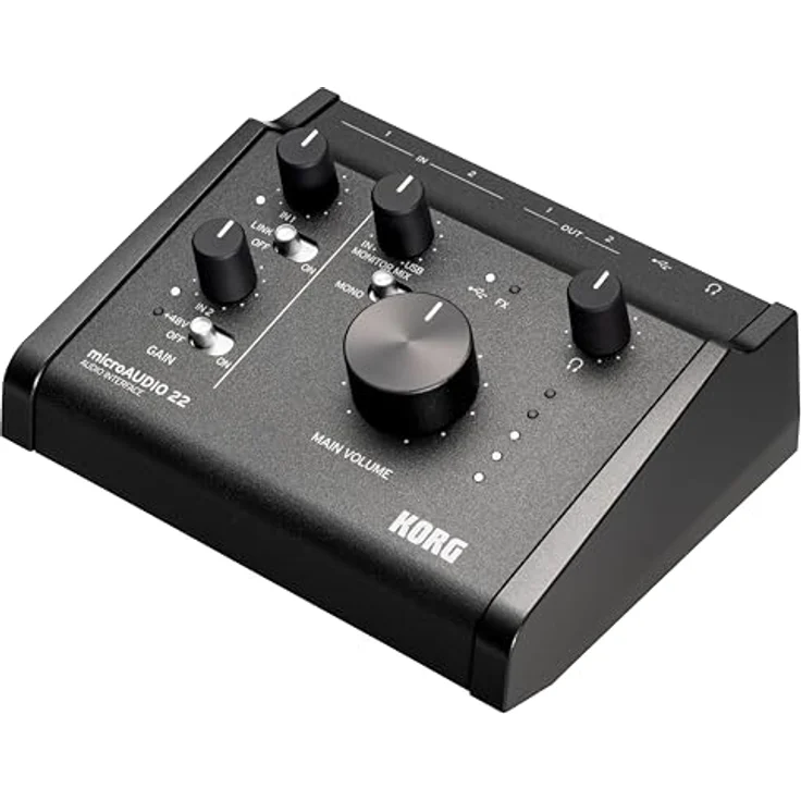 Korg microAUDIO 22, USB-C Audio-Interface mit 24-Bit/192-kHz Auflösung und rauscharmen Studio-Vorverstärkern – Bild 3