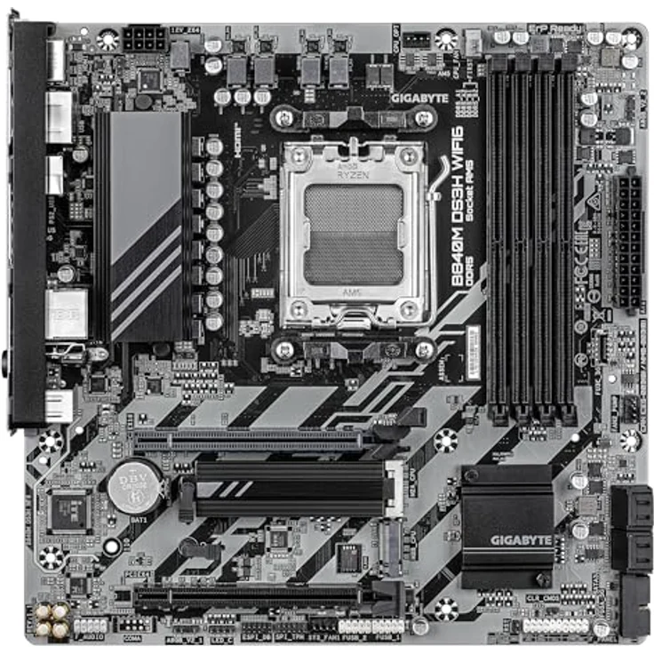 Gigabyte B840M DS3H WiFi6, Mainboard AM5 mATX DDR5, 256 GB RAM, Dark Brown – Bild 2
