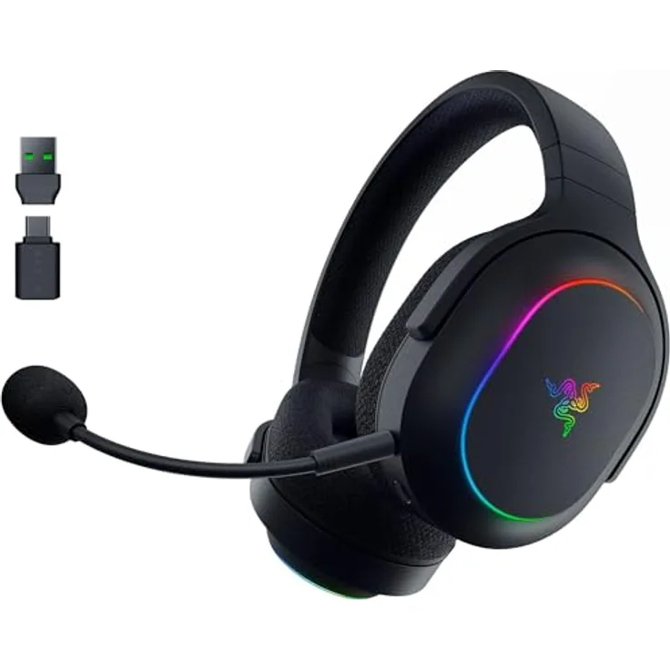 Razer Barracuda X Chroma - kabelloses Multiplattform-Gaming-Headset, 6 Zonen Chroma RGB, SmartSwitch Hyperspeed & Bluetooth, 40mm Treiber, abnehmbares HyperClear Cardioid-Mikrofon, Schwarz