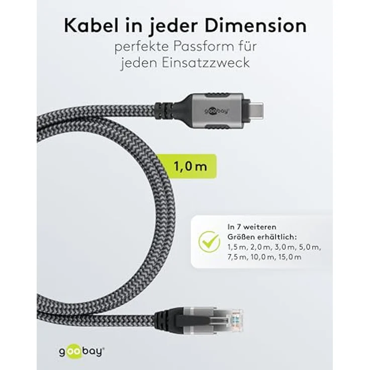 Goobay 70696 USB-C auf RJ45 Ethernet CAT 6 Kabel für stabile kabelgebundene Internetverbindung mit Router/Modem/Netzwerk Switch/Ersetzt USB auf RJ45 Adapter / 1 Gbit/s / 1 Meter – Bild 4