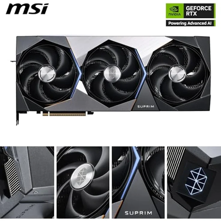 MSI GeForce RTX 5090 Suprim SOC 32GB GDDR7 Grafikkarte, PCI-Express 5.0, HDMI 2.1b, DisplayPort 2.1a – Bild 3
