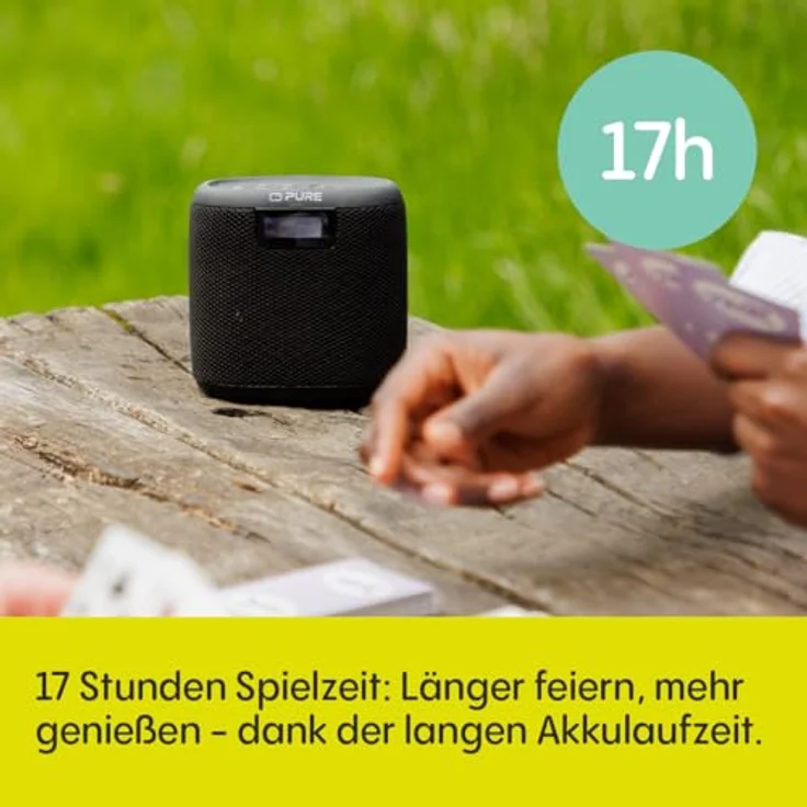 Pure Woodland Mini Outdoor Lautsprecher mit Bluetooth & DAB+/FM Radio (wasserdicht IP67, robust, tragbar, 14h Akku, perfekt für Garten & Camping) Schwarz – Bild 4