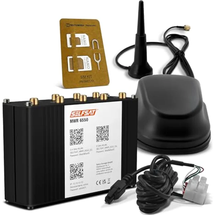 Selfsat MWR 6550, 5G Cat 20 WiFi 6 WLAN Router bis zu 34 Gbps, inklusive 5G Antenne, Schwarz – Bild 1
