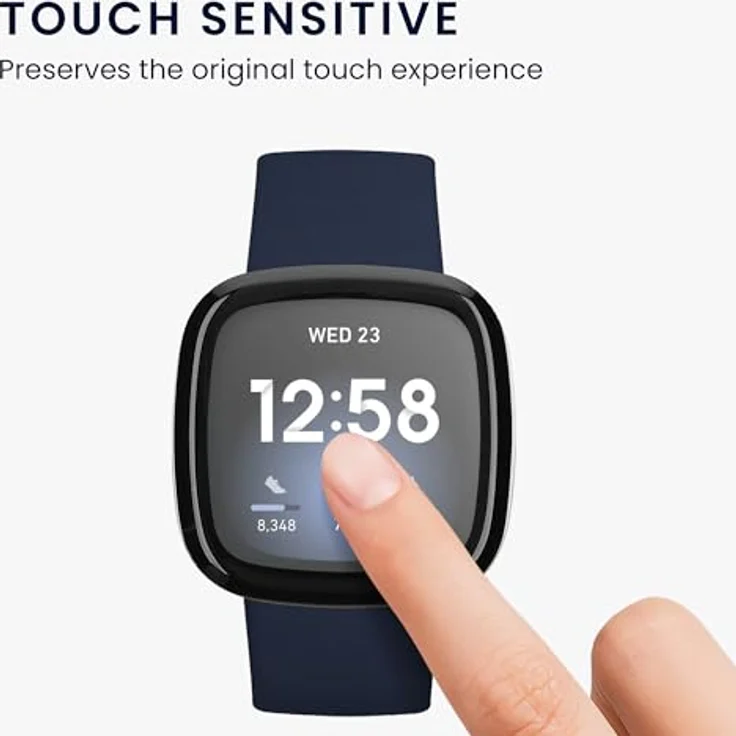 kwmobile 2X Transparente Displayschutzfolie für Fitbit Versa 3 - Stoßfest, Anti-Fingerabdruck, einfach zu installieren – Bild 4