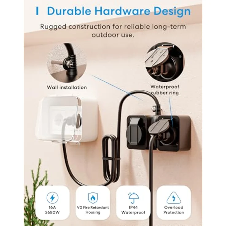 Meross Smart Plug, Indoor/Outdoor WiFi Steckdose mit HomeKit Unterstützung, robuste Bauweise für Smart-Home-Steuerung – Bild 5