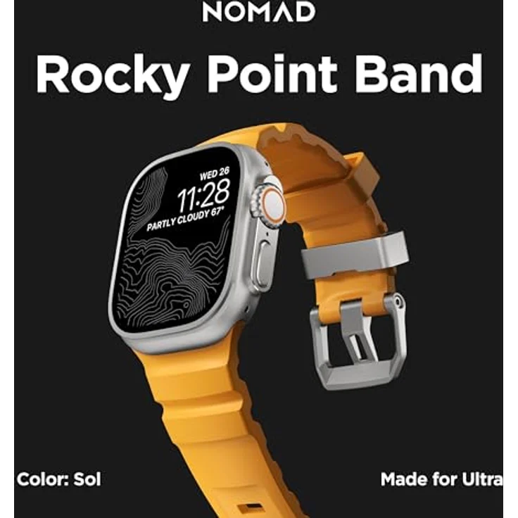 Nomad Smartwatch-Armband Rocky Point Band 42/44/45/49mm Sol Connector, Hochwertiges Uhrenarmband aus FKM in Titan-Look – Bild 6