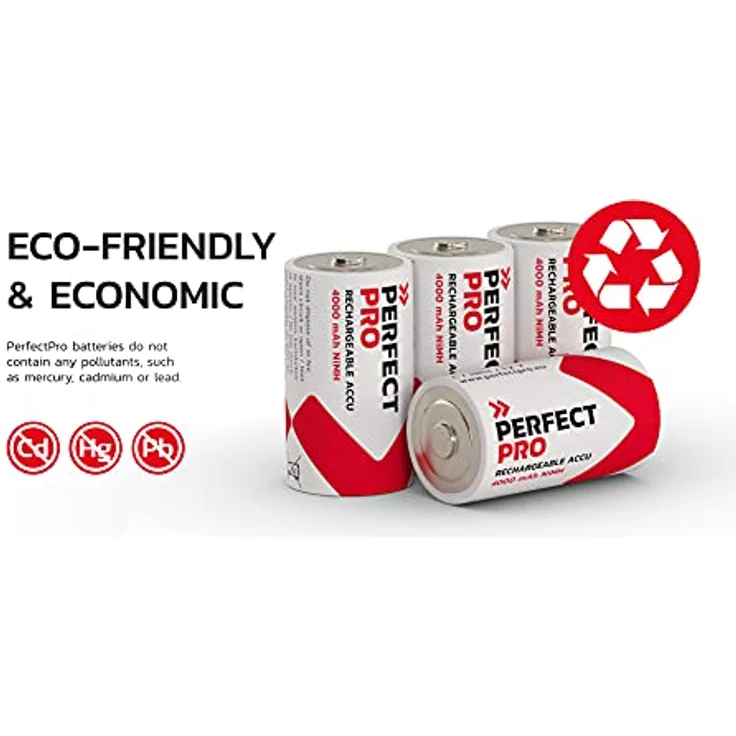 PerfectPro C-Batterien, 2er Pack NiMH, wiederaufladbar, 4000 mAh, 1,2 Volt, lange Lebensspanne, ideal für Lautsprecher und digitale Geräte – Bild 3